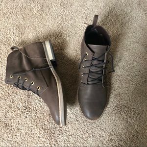 Brown leather ankle boots